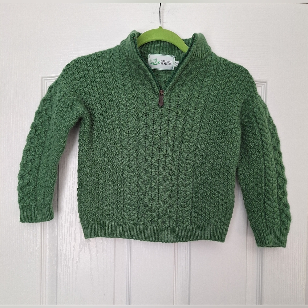 Green Cable Knit Kids Sweater